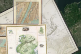 A collection of maps layered over each other